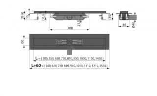 Душевой лоток AlcaPlast чёрный матовый 300мм APZ101BLACK-300